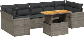 vidaXL 8 részes szürke polyrattan kerti ülőgarnitúra párnákkal