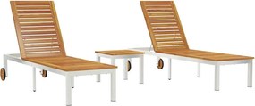 vidaXL Fekvőszék 2-személy 3 pcs Barna Tömör Akácfa
