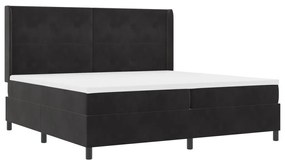 Boxspring Ágy Matrac és LED Fekete 200x200 cm Bársony