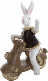 Húsvéti nyuszi figura 19X11X26 cm fehér, fekete kiegészítőkkel