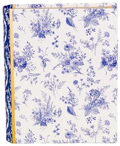 Könyv alakú karton tároló doboz vintage stílusban 17x14x5 cm kék virágos
