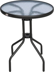 Outsunny Kertasztal ∅60xH70cm, Időjárásálló Fém Teraszasztal, Vízgyűrűs Mintával Ellátott Étkezőasztal, Kültéri Kempingasztal, Kerek Terasz Asztal Ker