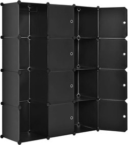 Ruhásszekrény 12 kombinálható rekesszel fekete színben