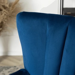 Sötétkék Bársony Chesterfield Fotel. MALLO