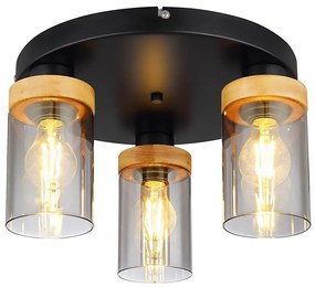 Globo 15557-3D - Fali lámpa FINCA 3xE27/40W/230V fém/fa