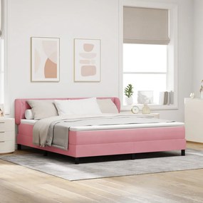 Boxspring Ágy Matrac Áttetsző Rózsaszín 180x200 cm Bársonyos