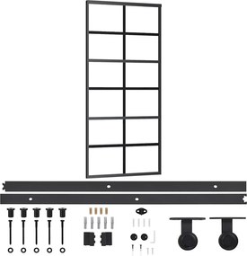 vidaXL ESG üveg és alumínium tolóajtó fémszerelvény-szettel 90x205 cm