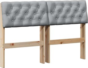 vidaXL Kárpitozott fejtámla Világosszürke 120 cm Tömör fenyőfa
