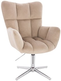 HR650CROSS Latte modern velúr szék krómozott lábbal