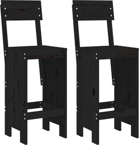 vidaXL 2 db fekete tömör fenyőfa ülőke 40x48,5x115,5 cm