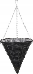 Függő virágkosár fonott kúp Fekete 28x28x32/68 cm YDL-180364.C