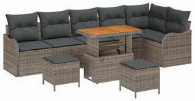 vidaXL Kerti Kanapé Szett párnával tárolóval párnával 9 pcs Szürke