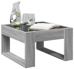 szürke sonoma végtelen hatású LED-es dohányzóasztal 50x53x30 cm