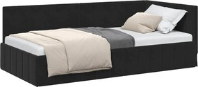 vidaXL Sarokágy keret fejtámlával Fekete 90 cm x 190 cm Bársony