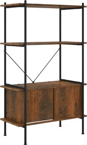 vidaXL 4 szintes acél és szerelt fa polc szekrénnyel 80x40x130 cm