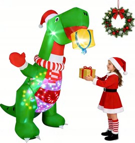 Dinoszaurusz Felfújható Led Megvilágított 240cm Dekoráció Karácsonyi Dekoráció XXL