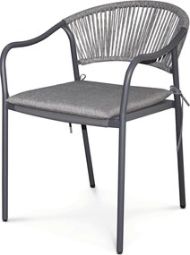 Kerti szék, fém, polyrattan, szürke, AZC-L1352 GREY