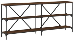 barna tölgyszínű szerelt fa és vas konzolasztal 180x30x75 cm
