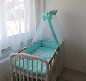 4 részes babaágynemű szett - Menta Chevron
