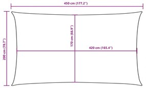 tópszínű téglalap alakú oxford-szövet napvitorla 2 x 4,5 m