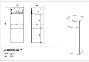 Antracitszürke magas-fali fürdőszoba szekrény 36x93 cm Crandon – Germania