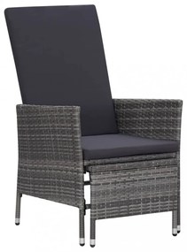 2 részes szürke polyrattan kerti bútorszett párnával
