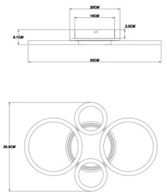 Globo 48039-40 LORETTA LED mennyezeti lámpa 40W, 35,5x53 cm, fekete