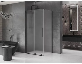 Mexen Velar, tolóajtós zuhanykabin 130 x 85 cm, 8 mm-es mattüveg, fekete matt, 871-130-085-31-70