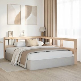 Könyvespolc fejtámla L-alakú 135 cm tömörfa fenyőfa