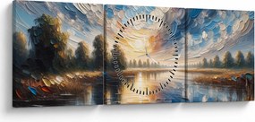 Kép - Napfestmény a víz felett (órával) (90x30 cm)