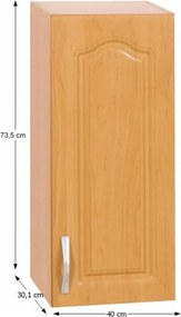 Konyhaszekrény, felső, égerfa LORA MDF NEW KLASIK W40/735