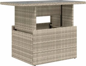 vidaXL szürke polyrattan üveglapos kerti asztal 100x55x73 cm