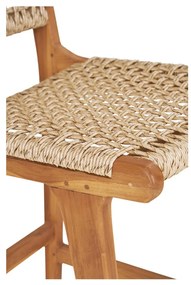 Derby bárszék, teak fa/polyrattan, natúr