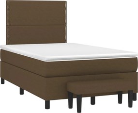 vidaXL sötétbarna szövet rugós ágy matraccal 120 x 190 cm