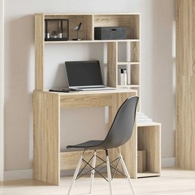 vidaXL sonoma tölgy szerelt fa íróasztal polcokkal 100x45x140 cm
