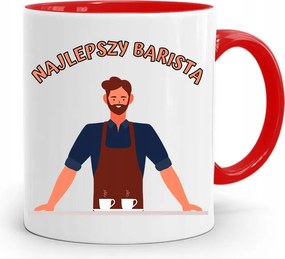 Barista Kávézó Bögre Piros, fényképes nyomattal