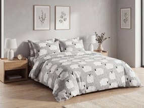 Krepp ágynemű WHITE SHEEPS POLY szürke Ágyneműhuzat mérete: 70 x 90 cm | 140 x 200 cm