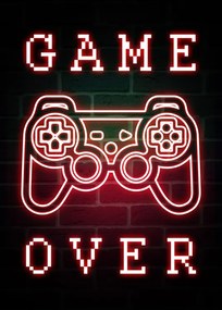 Illusztráció Game Over-Neon Gaming Quote