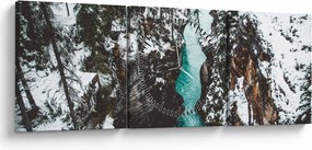 Kép - hegyi folyó télen (órával) (90x30 cm)