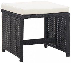 2 db fekete polyrattan kerti ülőke párnával