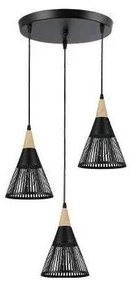 Csillár zsinóron HIRA 3xE27/60W/230V átm. 40 cm fekete
