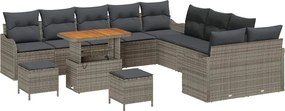 vidaXL Kerti Kanapé Szett 13 pcs Szürke polirattan