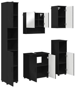 Fürdőszoba bútor szett 5 pcs Fekete 61 x 35 x 64 cm Faanyag