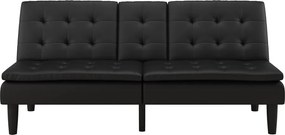 Fekete bőrutánzat kinyitható kanapé 191 cm Maine – Støraa