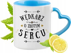 Horgászoknak Kék Bögre Szív Alakú Füllel Ajándék