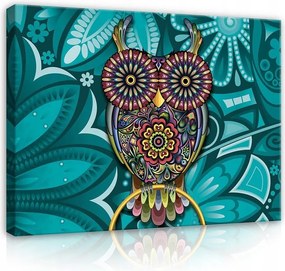 Vászonkép 100x75 Bagoly dekoratív minta trópusi színek díszes madár művészet