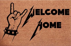 Kókusz lábtörlő az ajtó alatt Hello Rock Metal Zene Welcome Home