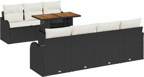 vidaXL Kerti Kanapé Szett párnával 8 pcs Fekete és krémszínű