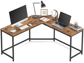 Sarok íróasztal, L alakú számítógép asztal, barna-fekete
