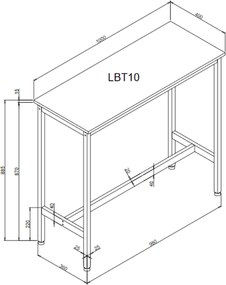 Bárasztal, magas bárpult 100 x 40 x 90 cm, rusztikus barna